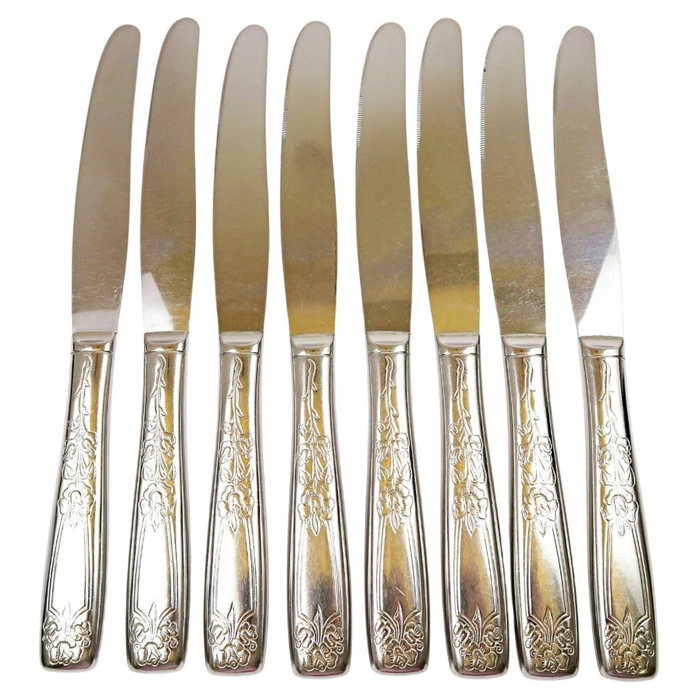 Sears Roebuck Rose Stainless Modern Hollow Knives (Set of 8) 8 5/8" Vintage